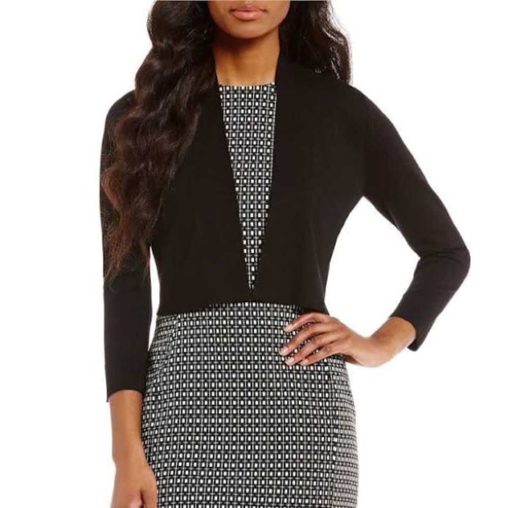 Slim 3/4 sleeve black gap cardigan open front